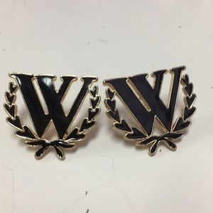 Wildfox Black/Gold Logo Earrings
